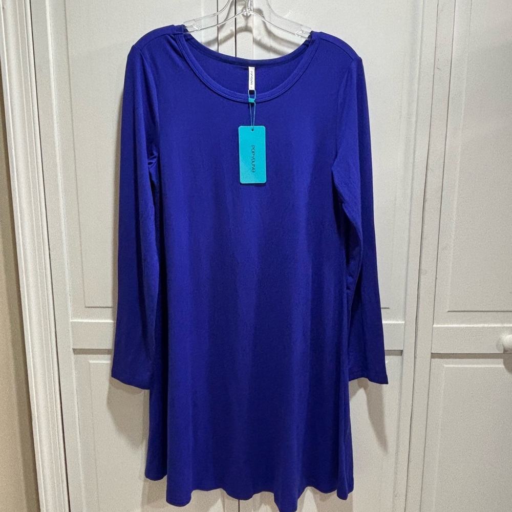 Vibrant Blue Popyoung Long‎ Sleeve Dress Size Large